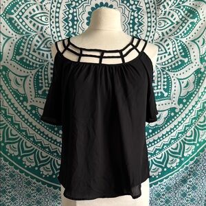 Black Cold Shoulder Top